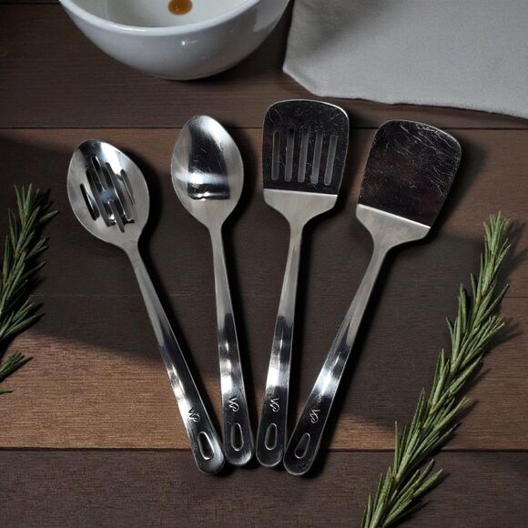 Wolfgang Puck Stainless Steel Utensil Set Lot of 4 Heavy Duty Spatulas Spoons - Picture 1 of 10
